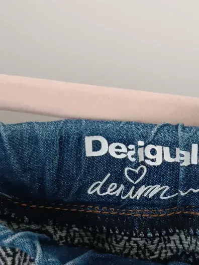 Desigual Jeansrock Mädchen Gr. 158/164 Patchwork Herz Applikation Blau 6