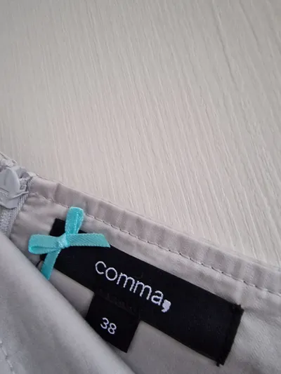 Comma Damen Faltenrock Gr. 38 Beige Baumwolle Klassisch Büro