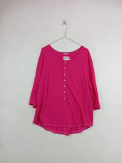 Better Rich Damen Langarmshirt Shirt Henley Knopfleiste Pink Gr. 42/XL Casual