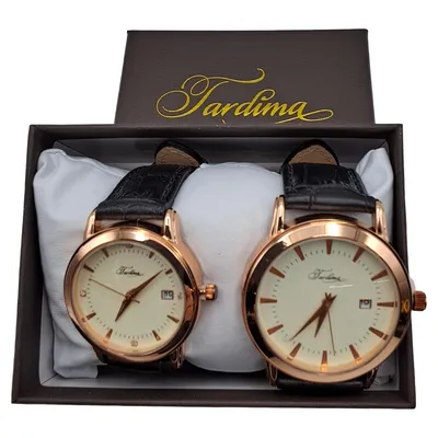 Tardima Uhren Set 2 Armbanduhren Roségold Lederarmband Schwarz Klassisch