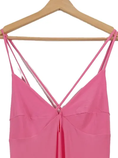 MANGO Damen Sommerkleid Pink Maxikleid Trägerkleid Gr. L 40