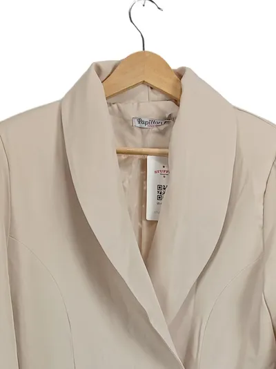PAPILLON Damen Blazer Jacke Beige Gr. L 40 Goldknöpfe Business Elegant