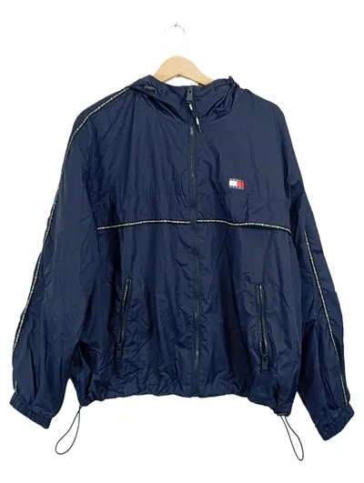 TOMMY JEANS Damen Windjacke Kapuze Sportlich Freizeit Blau Gr. 44/XXL