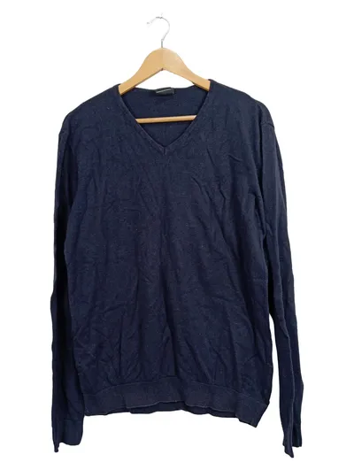 SMOG Herren Pullover V-Ausschnitt Langarm Gr. M Blau Casual