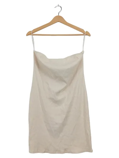MANGO Strickkleid Damen XXL Beige Rippstrick Trägerkleid Casual
