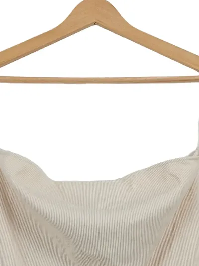 MANGO Strickkleid Damen XXL Beige Rippstrick Trägerkleid Casual