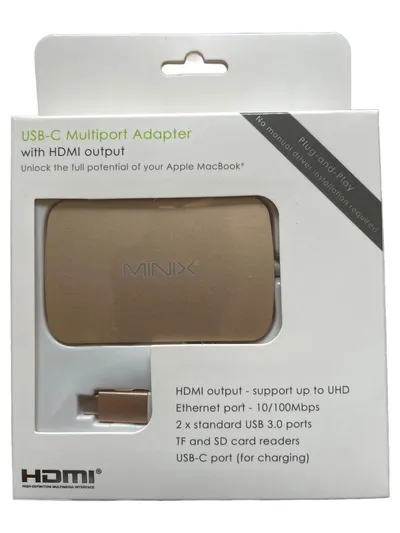 MINIX USB-C Multiport Adapter Hub HDMI Ethernet USB 3.0 Gold