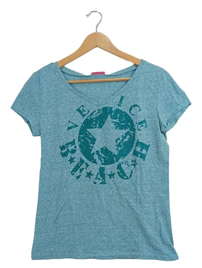 VENICE BEACH Damen T-Shirt Türkis Gr. 36/S Casual Logo-Print