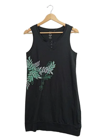 Roxy Damen Tank Top Kleid Schwarz Gr. L Blumenmuster Ärmellos