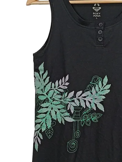 Roxy Damen Tank Top Kleid Schwarz Gr. L Blumenmuster Ärmellos