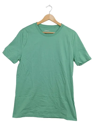 Esprit Herren T-Shirt Gr. L Grün Basic Slim Fit Baumwolle Kurzarm