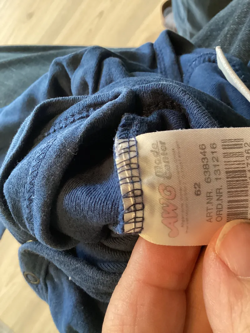 AWG Mode Baby Wickelbody Langarm Gr. 62 Blau Wolle Schriftzug Einzigartig 4