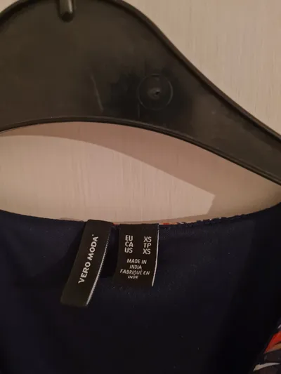 VERO MODA Tunikakleid Damen XS Blau Boho Muster V-Ausschnitt Langarm