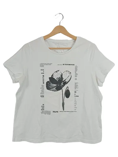 TAIFUN Damen T-Shirt Gr. 40 Weiß Blumenprint Modern