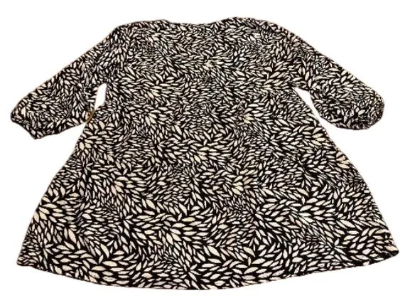 EIGHT2NINE Damen Bluse Tunika Blättermuster Gr. L Schwarz Weiß Viskose 5
