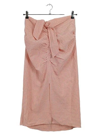 MANGO Damen Rock Kariert Schleife Rosa Vichy Gr. L 42 Midirock