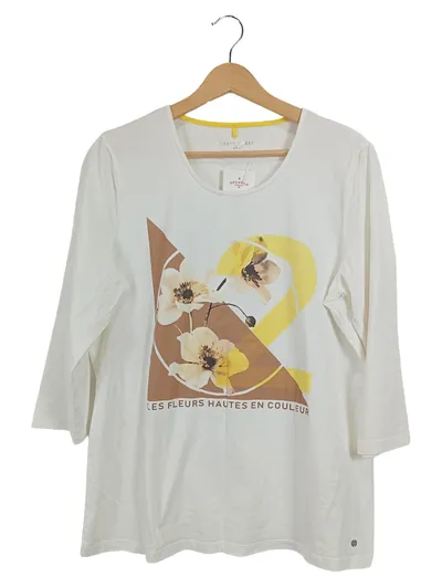 GERRY WEBER Damen T-Shirt Gr. 40/L weiß mit Blumenmuster