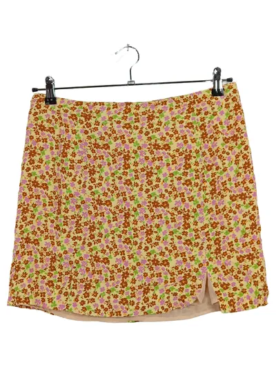 MANGO Minirock Damen Rock Blumenmuster Floral Gelb Gr. 40 L Sommer Freizeit