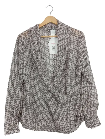 Alba Moda Damen Bluse Gr. 44 Grau Wickeloptik Langarm Elegant