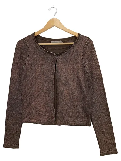 Sandwich Damen Strickjacke Bolero Braun Metallic Gr. S