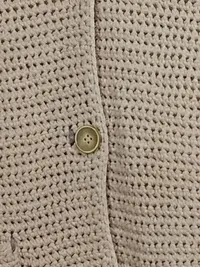 CUSTOMER LOVERS Damen Strickjacke Gr. 40/L Beige Baumwolle Häkel-Optik 2