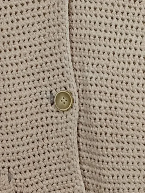 CUSTOMER LOVERS Damen Strickjacke Gr. 40/L Beige Baumwolle Häkel-Optik 2