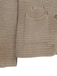 CUSTOMER LOVERS Damen Strickjacke Gr. 40/L Beige Baumwolle Häkel-Optik 4