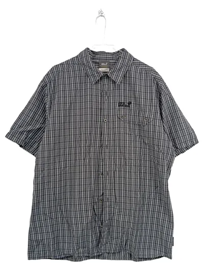 Jack Wolfskin Herren Kurzarmhemd Gr. 52/XL Grau Kariert Outdoor