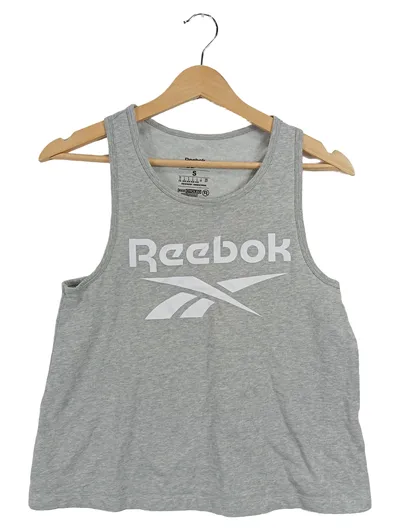 Reebok Damen Tanktop Sportlich Grau Gr. 36/S Logo-Print
