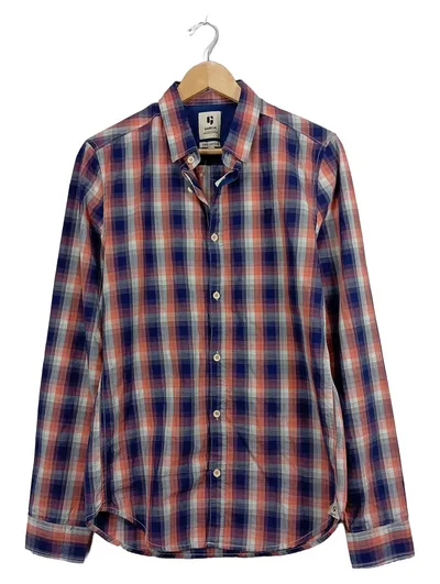 Garcia Herren Freizeithemd Kariert Gr. M Baumwolle Blau Rot Casual