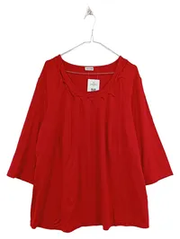 Atelier GS Damen Langarmshirt Gr. 50 Rot Viskose Stretch Raffung Shirt Casual 1
