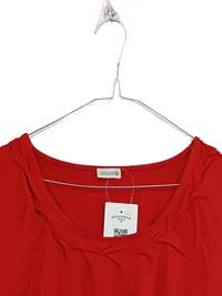 Atelier GS Damen Langarmshirt Gr. 50 Rot Viskose Stretch Raffung Shirt Casual 2