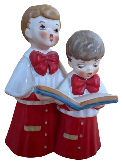 Goebel Porzellan Chorknabe Kinderchor singend Dekofigur Rot Weihnachten 14cm