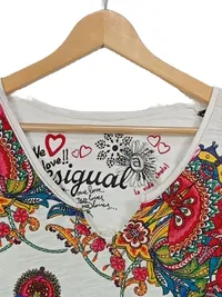 Desigual Damen Kleid M 38 Asymmetrisch Boho Floral Bunt Baumwolle 2