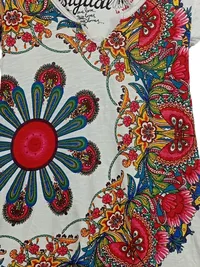 Desigual Damen Kleid M 38 Asymmetrisch Boho Floral Bunt Baumwolle 3