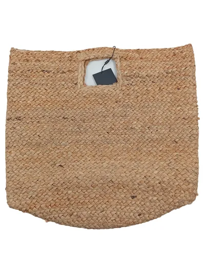 PIECES Jute Shopper Tasche Beige Natur Geflochten 50x45cm Strandtasche Damen