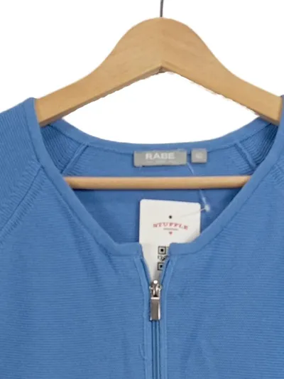 RABE Damen Strickjacke Blau Reißverschluss Kurzarm Gr. 40/L