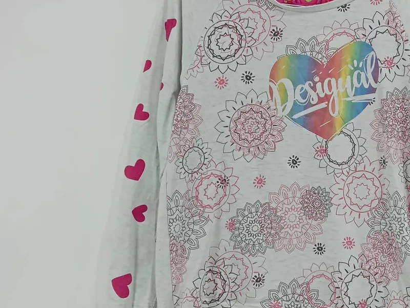 Desigual Kinder Langarmshirt Herz Gr. 152 Mädchen Freizeit Bunt 2