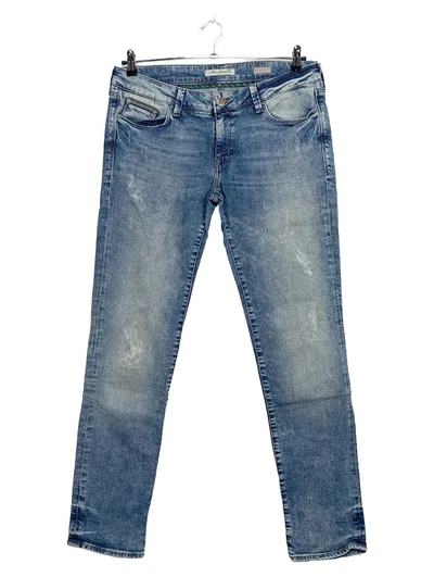 Mavi Jeans Herren Regular Fit Hose W33 L33 Blau Used Look Denim
