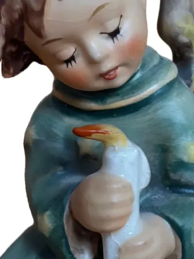 Goebel Engel mit Kerze Dekofigur Keramik Weihnachten Grün 15cm