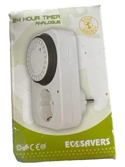 ECOSAVERS Analoge Zeitschaltuhr Steckdose 24h Mechanisch Weiß Timer