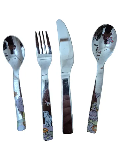 Auerhahn Kinderbesteck 4-tlg Edelstahl Prinzessin Mädchen Set Silber