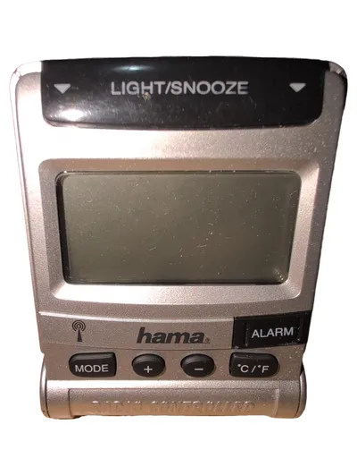 Hama RC100 Radiowecker Digital Funkwecker Alarm Snooze Temperatur Silber 8cm
