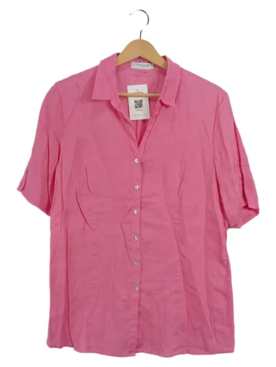 Gerry Weber Damen Hemdbluse Kurzarm Pink Gr. 40 Casual Leinen