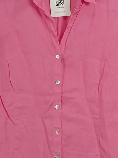Gerry Weber Damen Hemdbluse Kurzarm Pink Gr. 40 Casual Leinen