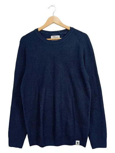 Jean Pascale Herren Pullover M Blau Casual Rippstrick