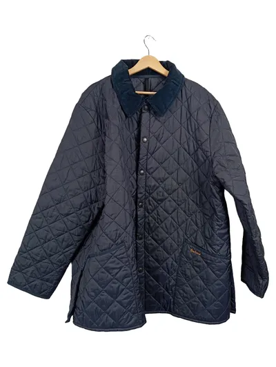 Barbour Steppjacke Herren XXL Navy Blau Cord-Kragen Quilted Jacket
