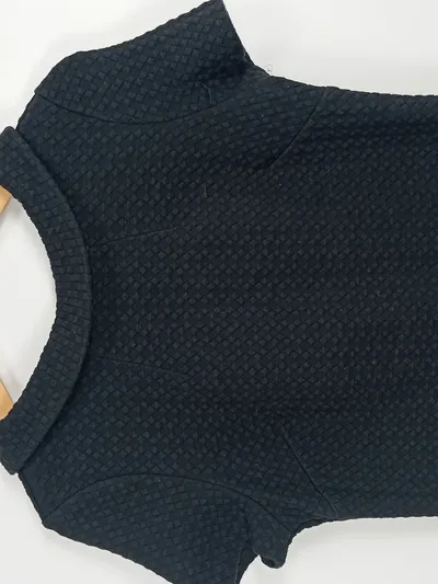 Boden Damen Pullover Gr. 42/XL Schwarz Strukturmuster Elegant Kurzarm
