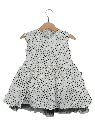 Coccodrillo Mädchen Freizeitkleid Gr. 86 Weiß Baumwolle Grafisches Muster