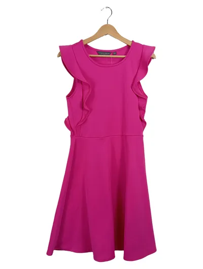 Dorothy Perkins Damen Kleid Gr. 38 Pink Rüschen A-Linie Freizeitkleid